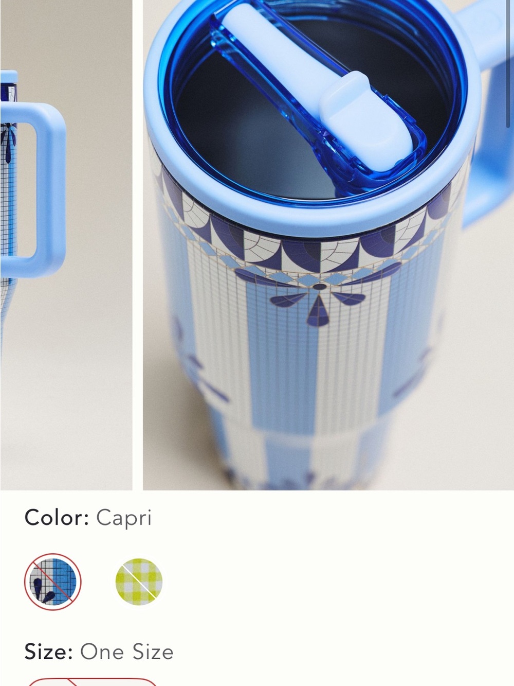Hydrojug Blue Capri Pattern Insulated Travel Tumbler with Handle - Picture 3 of 6